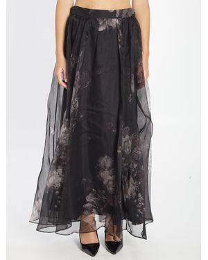 Zimmermann Hypnotic Silk Organza Maxi Skirt - Black