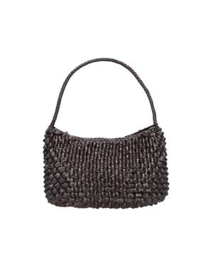 Dragon Diffusion Woven Leather Shoulder Bag - Black