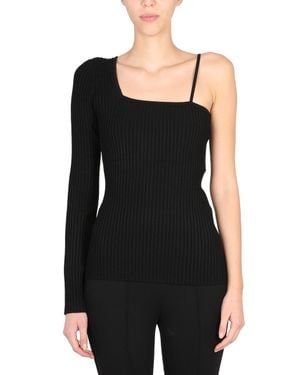 Helmut Lang Knitted One Shoulder Top - Black