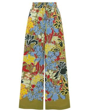 ALÉMAIS Cotton Tencel Drawstring Waist Pants With In-Seam Side Pockets - Blue