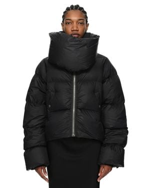 Rick Owens Padded Funnel-Neck Coat With Front Zip And Press-Stud Pockets - Black
