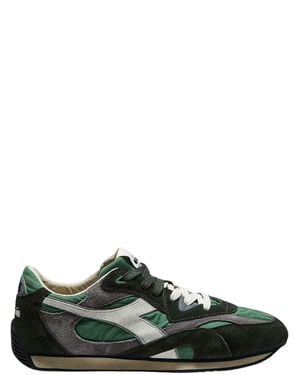Diadora Leather & Suede Low-Top Sneakers - Green