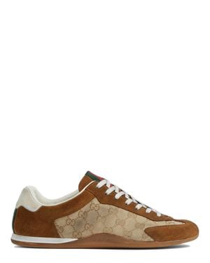 Gucci Washed-Effect Canvas Sneakers For - Brown