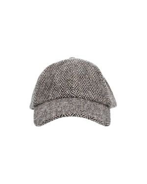 Paul Smith Herringbone Wool Newsboy Cap - Gray