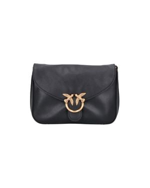 Pinko Leather Crossbody Bag With Bird Detail - Black