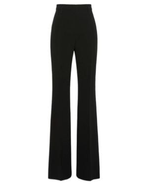 Max Mara Inspired High-Waist Flared Pants With Pressed Pleats - Black