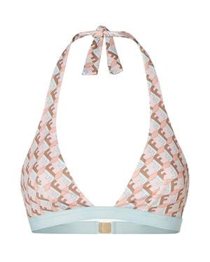 Fendi Ff Waves Triangle Bikini Top With Lace-Up Details - Pink