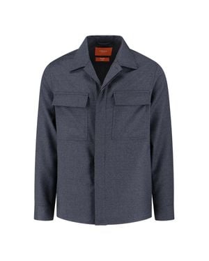 Cruna Overshirt Jacket With Chest Pockets - Blue