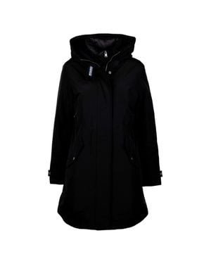 Woolrich Wool-Blend Utility Hooded Parka With Detachable Raccoon Fur Trim And Ribbed Cuffs - Black