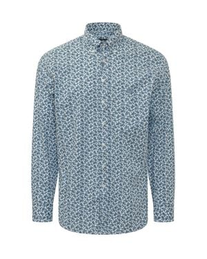Etro Rome Logo Button-Down Shirt - Blue