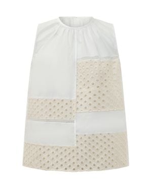 Marni Sleeveless Embroidered Insert Top - White