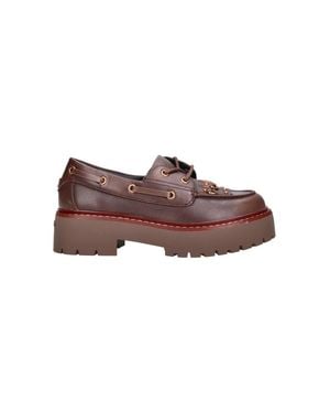 Pinko Platform Lug Sole Leather Loafers - Purple