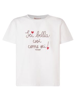 Twinset T-Shirt With Unique Paint Detail - White