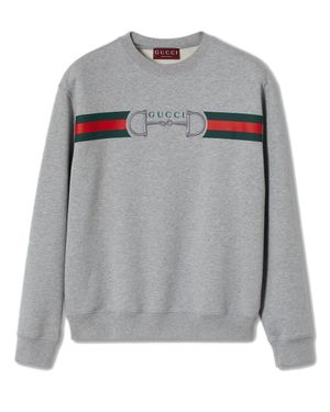 Gucci Embroidered Horsebit Neck Sweater - Gray