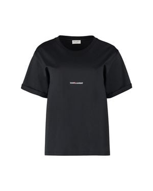 Saint Laurent Cotton Logo T-Shirt - Black