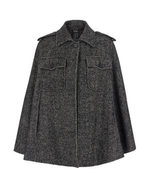 Le Plain Short Cape With Classic Collar And Patch Pockets On The Front - Gray