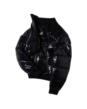 Moose Knuckles Rubber Logo Patch Sleeve Zip-Front Jacket With Ribbed Hems And Side Pockets - Black