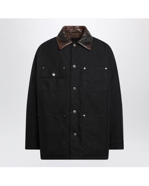 Prada Distressed Finish Medium Down Jacket - Black