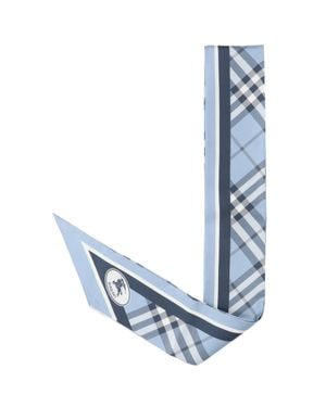 Burberry 100% Mulberry Silk Scarf - Blue