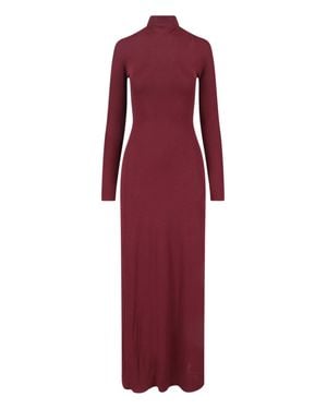 Alaïa Long Sleeve Turtleneck Maxi Dress - Red