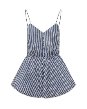 ANDAMANE Mini Striped Jumpsuit With Subtle Paint Lines - Blue