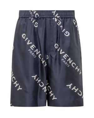 Givenchy Silk Logo Shorts - Blue