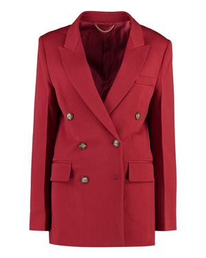 Victoria Beckham Double-Breasted Wool Blazer - Red