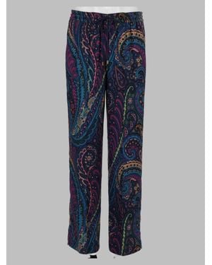 Etro Viscose Pants With Tailored Comfort - Blue