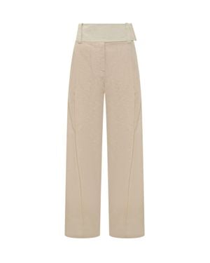 Sportmax Tailored Straight-Leg Pants With Pleats - Natural