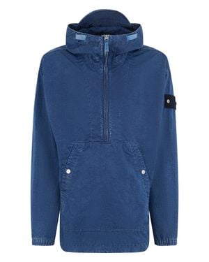 Stone Island Windbreaker With Half Zipper - Blue