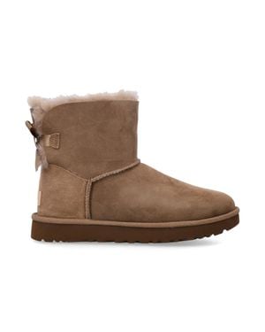 UGG Mini Bailey Bow Ii Suede Boots With Sheepskin Insole - Brown