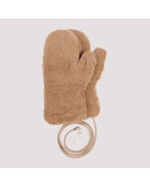 Max Mara Camel Hair Teddy Gloves - Natural