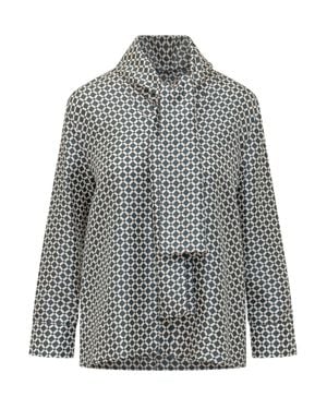 Max Mara Geometric Print Mini Shirt With Bow Detail - Gray