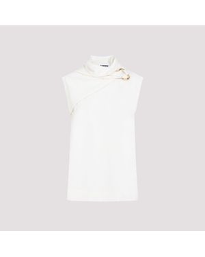 Jil Sander Draped Knitted Tank Top - White