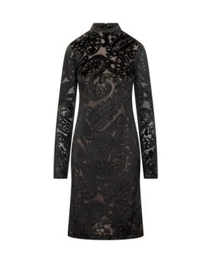 Etro Velvet Floral Print Suit Shorts - Black