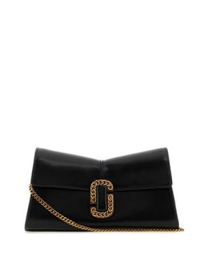 Marc Jacobs Mini Leather Clutch Bag With Antiqued Golden Hardware - Black