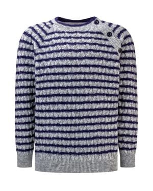 Emporio Armani Striped Knit Sweater For Kids - Blue