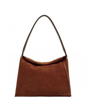 Wandler Mini Leather Crossbody Tote Bag, Magnetic Fold-Over Closure, Detachable Strap, Top Handle (21.5H X 30.5W X 13.5D Cm) - Brown