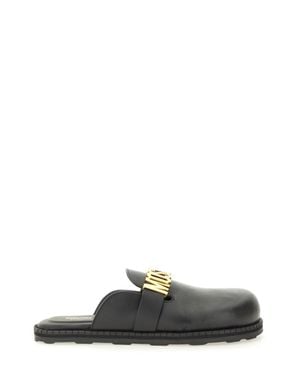 Moschino Leather Sabot Flats - Green