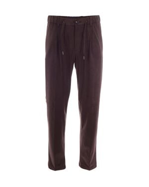 Herno Dark Pinces Drawstring Formal Pants - Purple