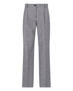 Dolce & Gabbana High-Rise Plaid Wool-Cashmere Pants - Gray