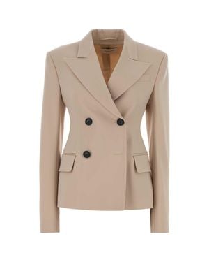 Sportmax Sand Stretch Wool Fresia Blazer - Natural