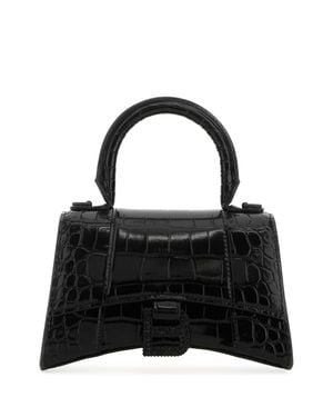 Balenciaga Leather Xs Hourglass Mini Handbag - Black