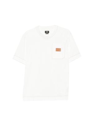 Fendi Regular-Fit T-Shirt With Decorative Stitching Detail - White