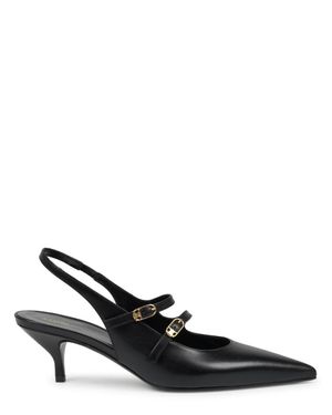 Celine Slingback Mary Jane Leather Shoes - Black
