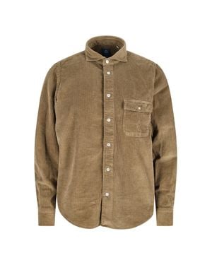 Finamore 1925 100% Cotton Button-Down Shirt - Brown