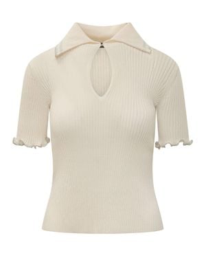 Pinko Cut-Out Mini Polo Top - Natural