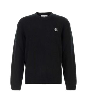 Maison Kitsuné Fox Head Lambswool Comfort Sweater - Black