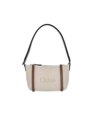 Chloé Calf Leather & Cotton Mini Shoulder Bag - White