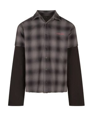 44 Label Group Overdyed Long-Sleeve Shirt With High-Risk Patch - Black